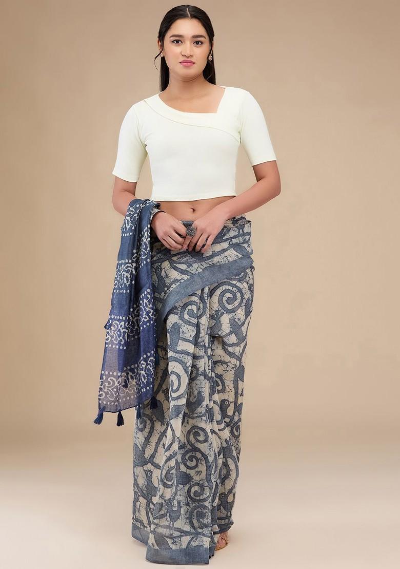 Asymmetric Neck Non Padded Readymade Saree Blouse