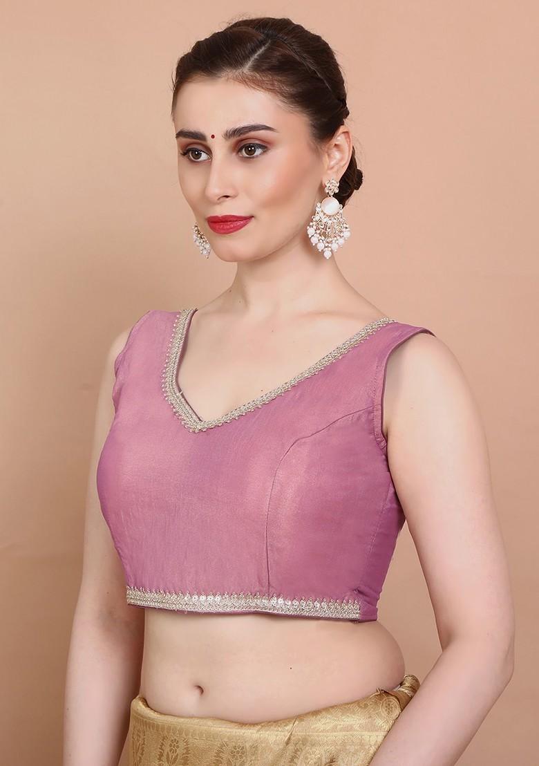 V Neck Embellished Saree Blouse