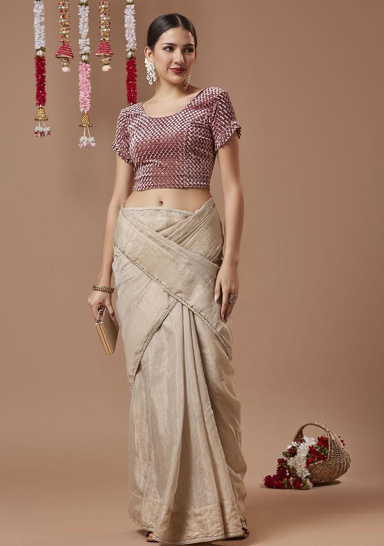 Self Design Velvet Non Padded Readymade Blouse