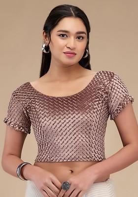 Self Design Velvet Readymade Non Padded Saree Blouse