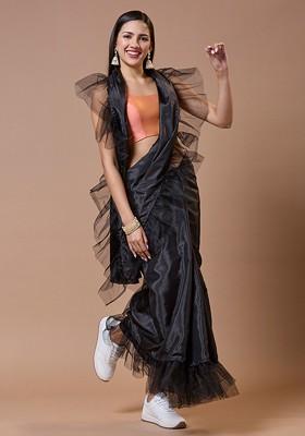 Women Sleeveless Padded Round Neck Saree Blouse