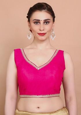 V Neck Embellished Saree Blouse