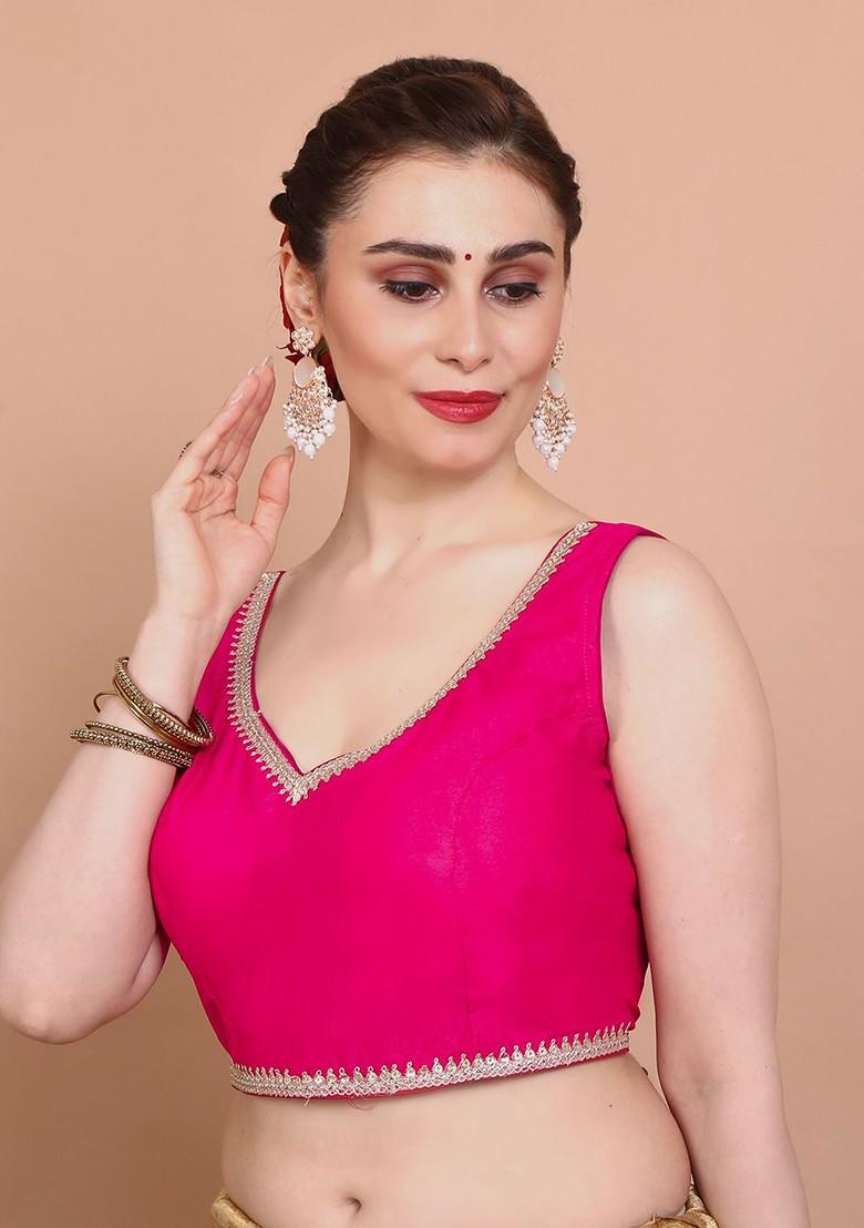 V Neck Embellished Saree Blouse