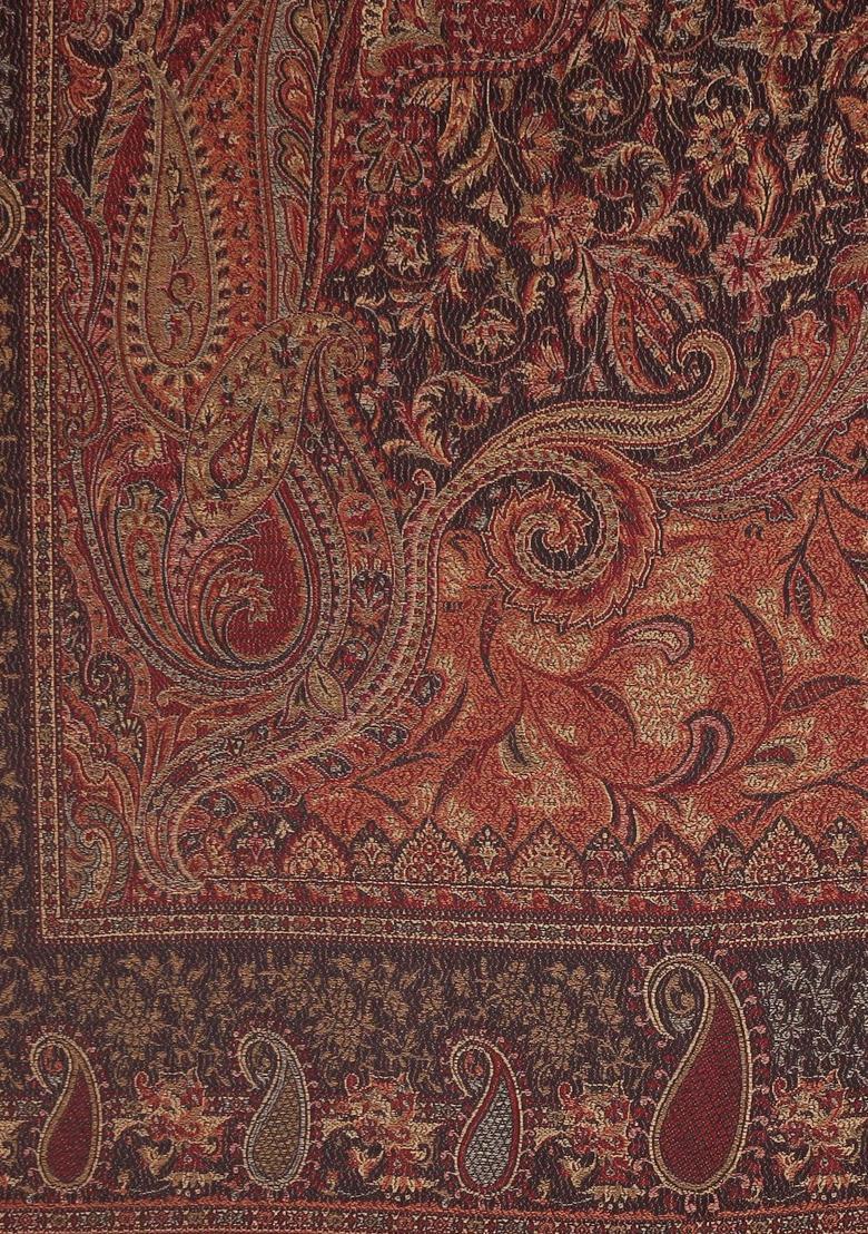 Brown Paisley Woolen Shawls - Indya