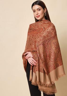 Brown Woven Design Woolen Shawls