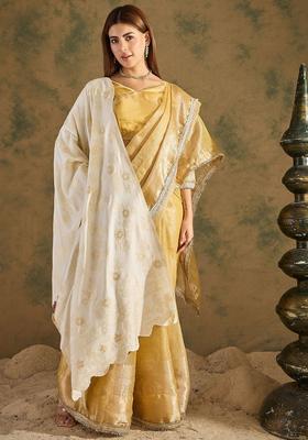 White Floral Woolen Shawls