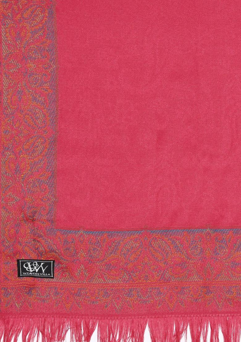 Pink Paisley Woolen Shawls - Indya