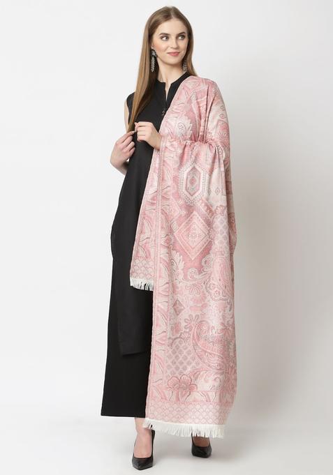 Pink Floral Woolen Shawls