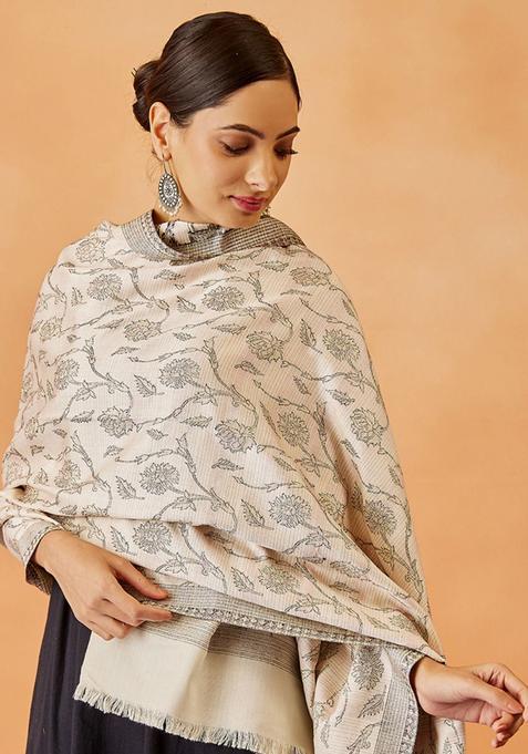 White Paisley Woolen Shawls