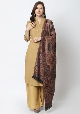 Brown Woven Design Woolen Shawls