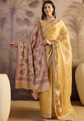 Beige Paisley Woolen Shawls