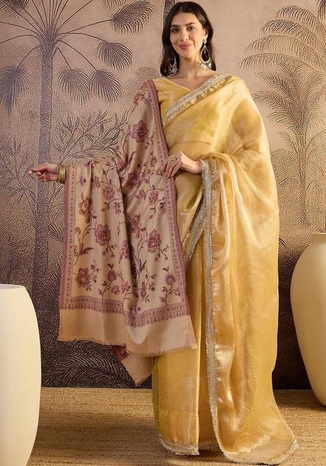 Beige Paisley Woolen Shawls