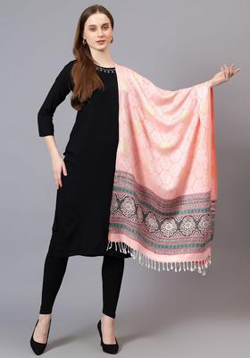 Black Floral Woolen Shawls