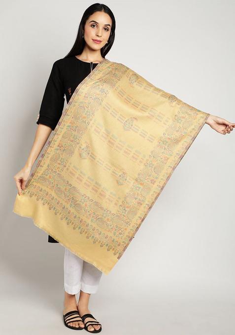 Cream Paisley Woolen Shawls
