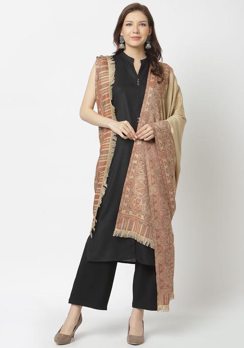 Beige Paisley Woolen Shawls