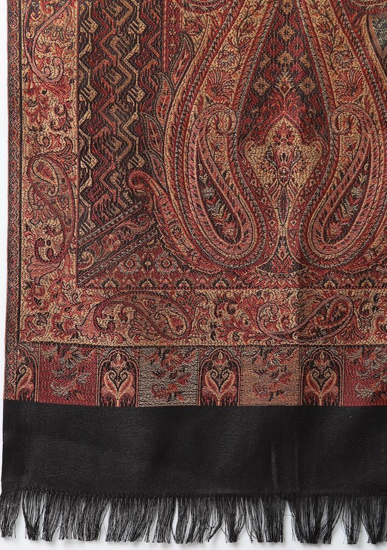Beige Woven Design Woolen Shawls - Indya