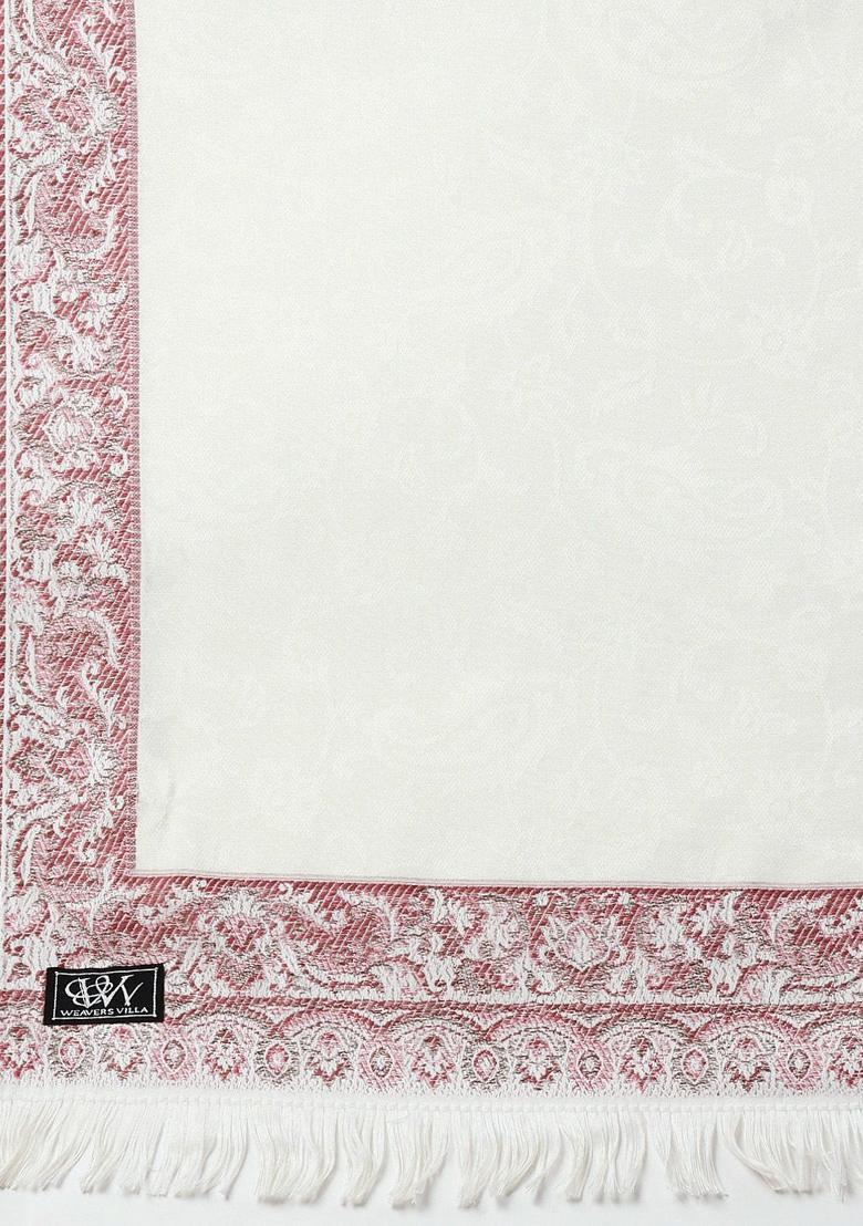 Off White Paisley Woolen Shawls - Indya