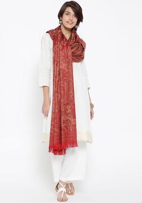 Maroon Floral Woolen Shawls