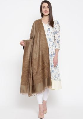 Brown Woven Design Woolen Shawls