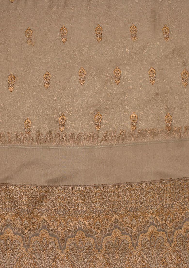 Brown Woven Design Woolen Shawls - Indya