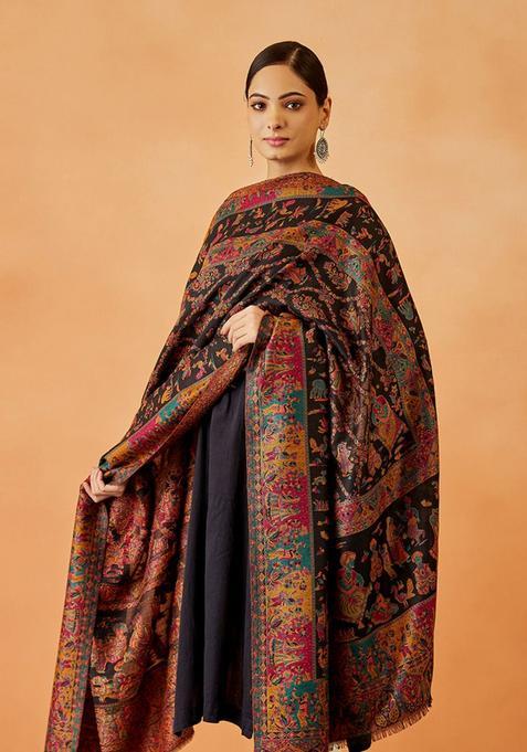Black Paisley Woolen Shawls