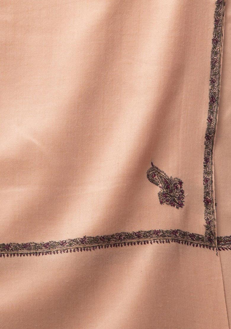 Beige Paisley Woolen Shawls - Indya