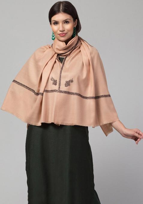 Beige Paisley Woolen Shawls