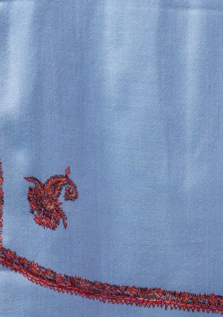 Blue Paisley Woolen Shawls - Indya