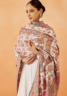 White Paisley Woolen Shawls