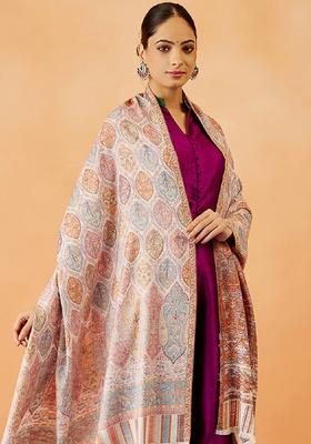 White Paisley Woolen Shawls