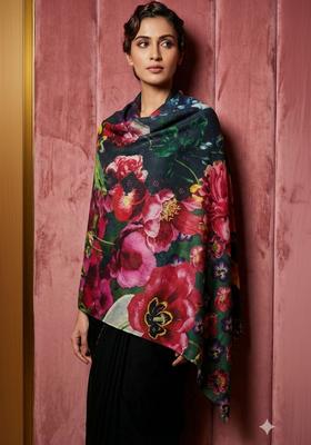 Pink Floral Woolen Shawls