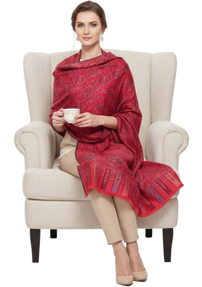 Pink Paisley Woolen Shawls - Indya