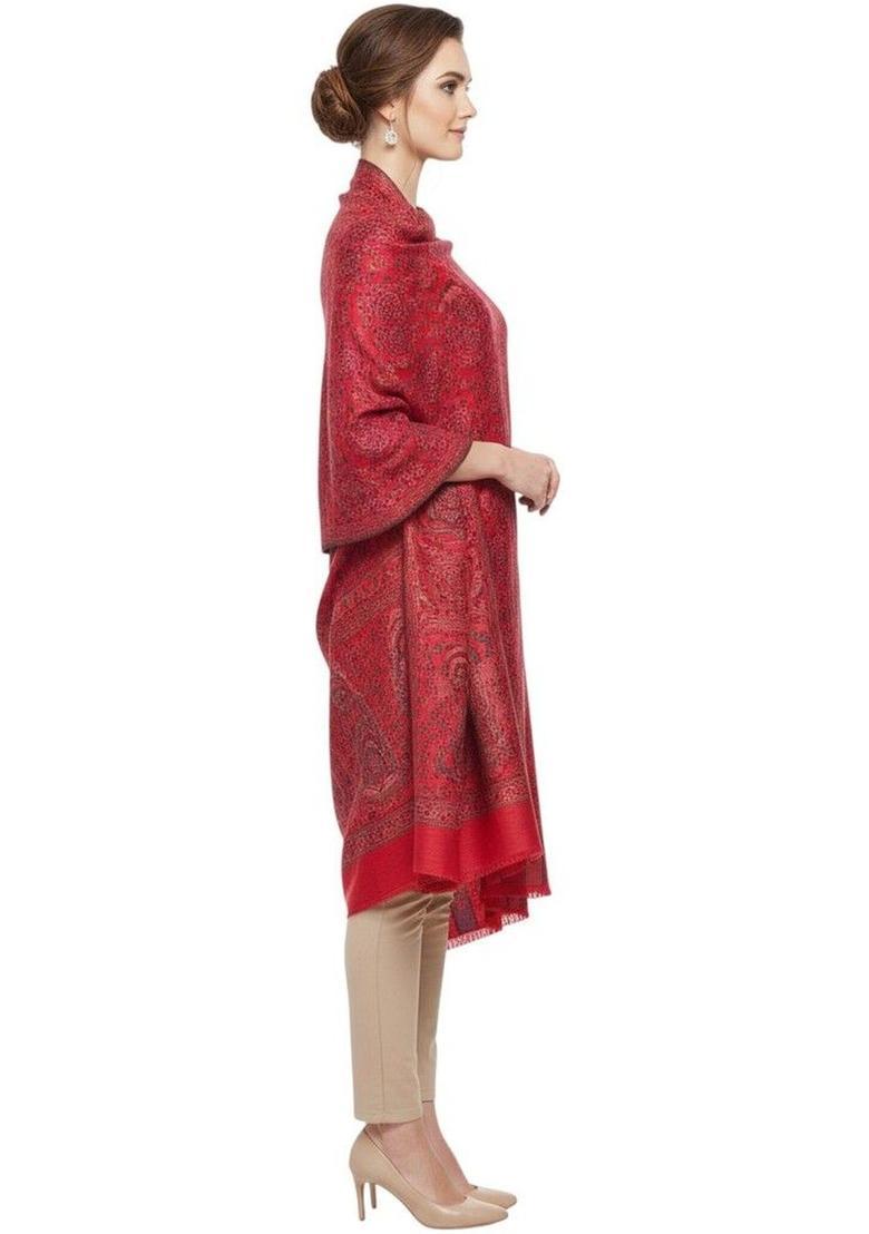 Pink Paisley Woolen Shawls - Indya