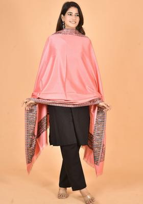 Pink Solid Woolen Shawls
