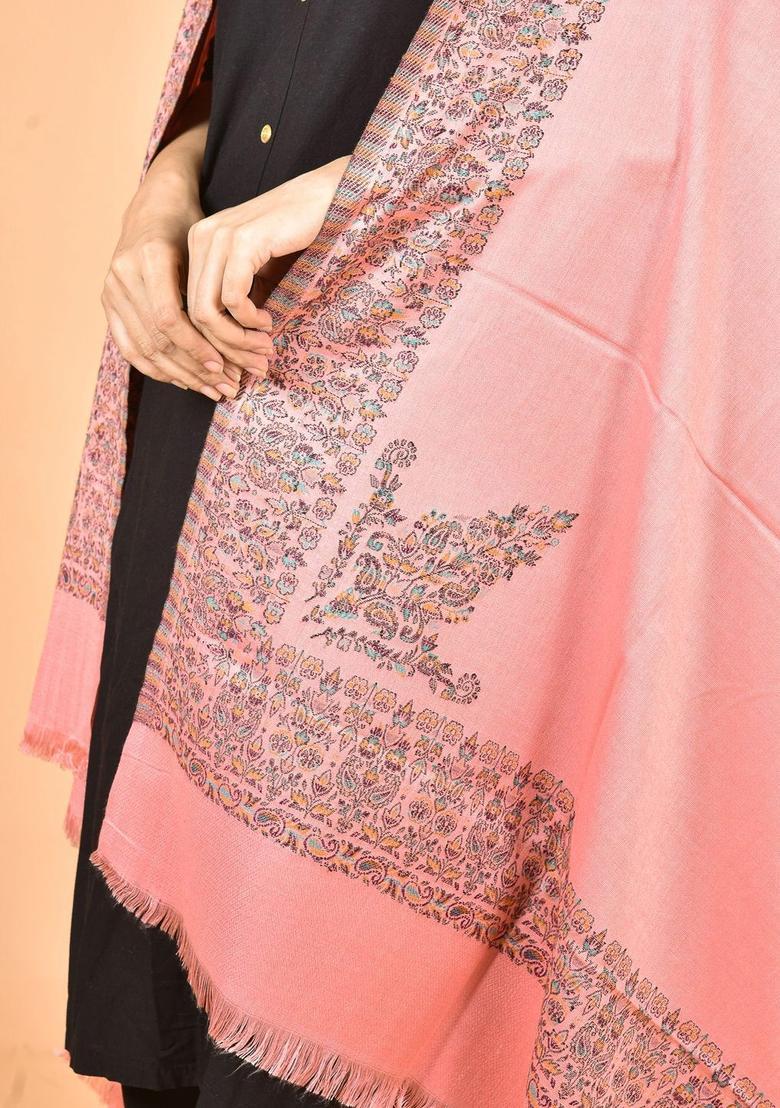 Pink Solid Woolen Shawls - Indya