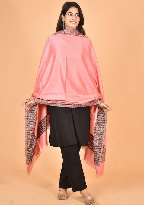 Pink Solid Woolen Shawls