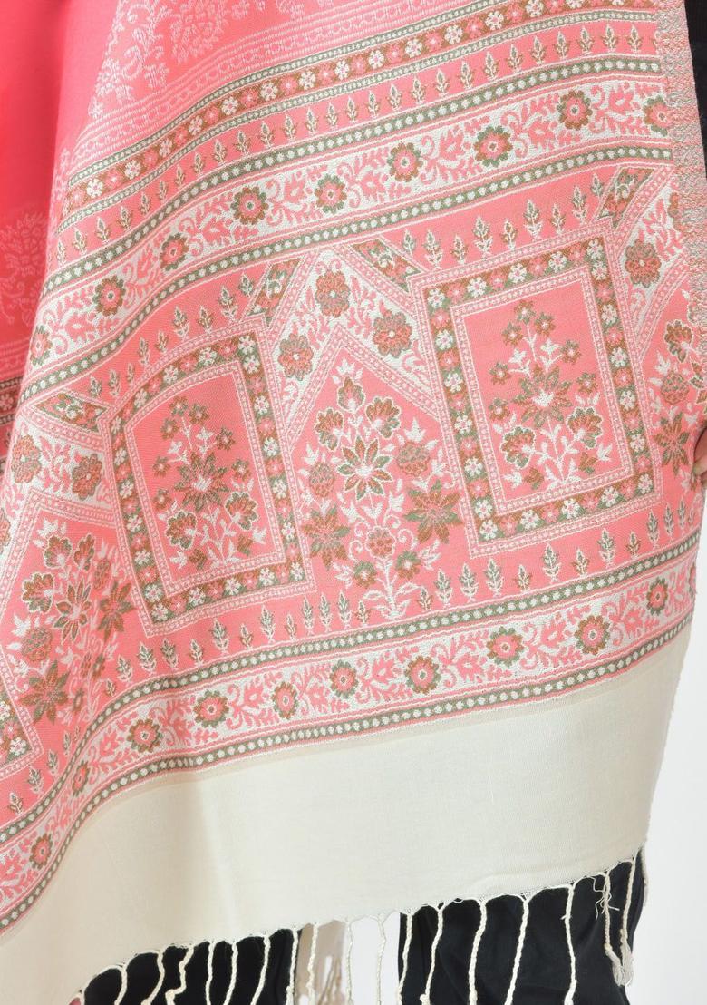 Pink Paisley Woolen Shawls - Indya
