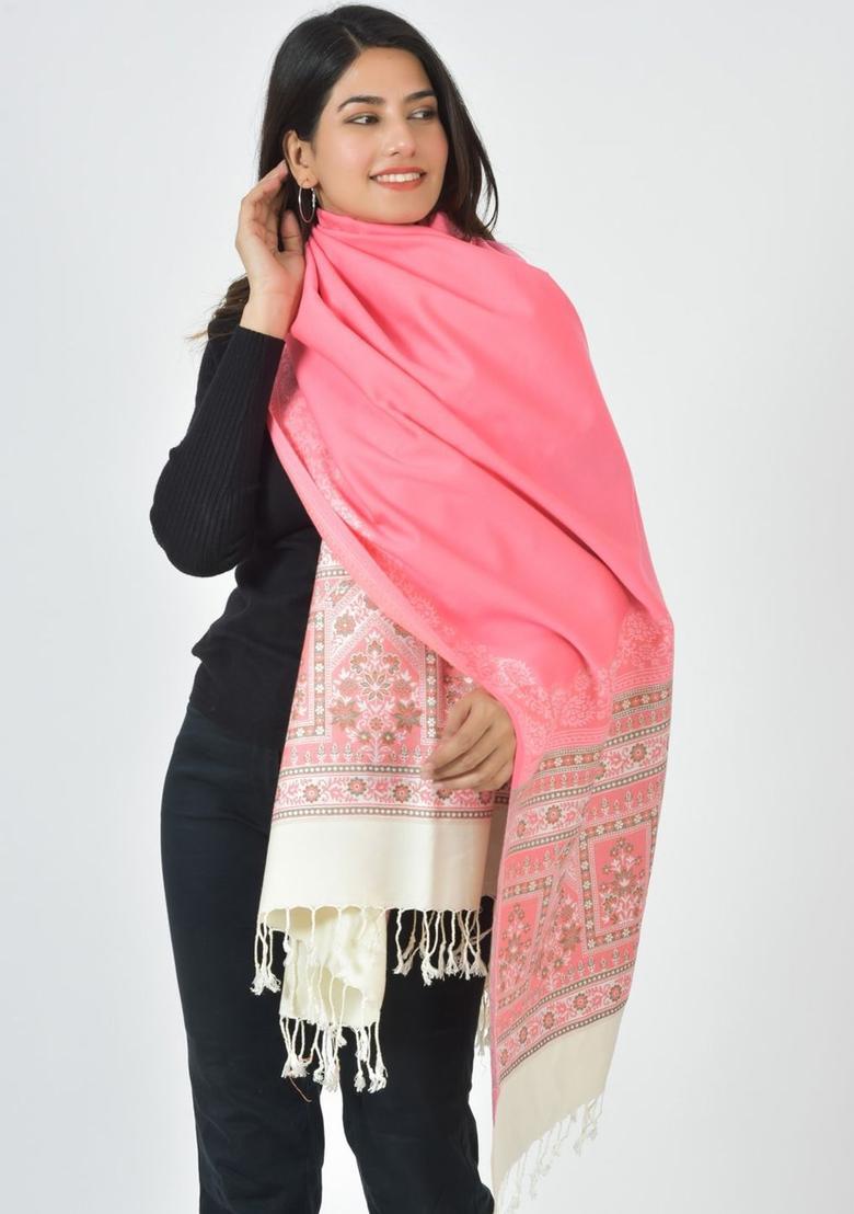 Pink Paisley Woolen Shawls - Indya