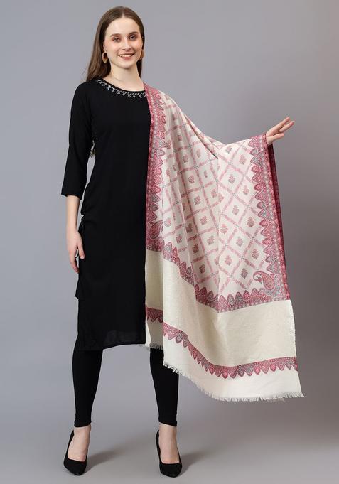 Black Floral Woolen Shawls