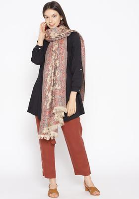 Beige Paisley Woolen Shawls