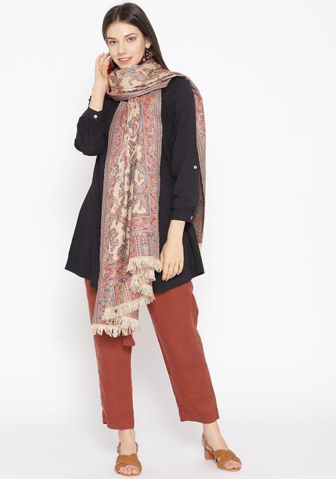 Beige Paisley Woolen Shawls