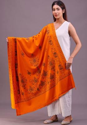 Rust Floral Woolen Shawls