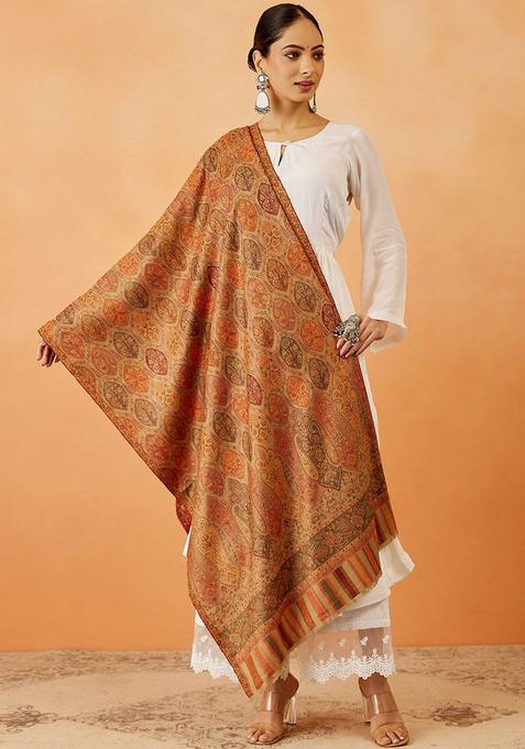 Beige Paisley Woolen Shawls