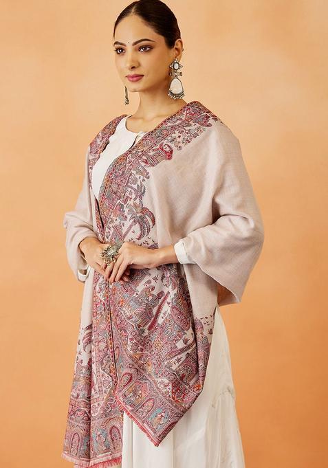 White Paisley Woolen Shawls
