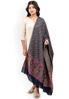 Navy Blue Paisley Woolen Shawls