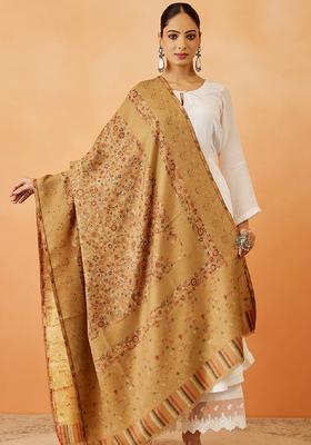 Beige Paisley Woolen Shawls