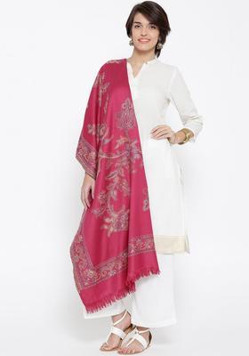 Pink Floral Woolen Shawls