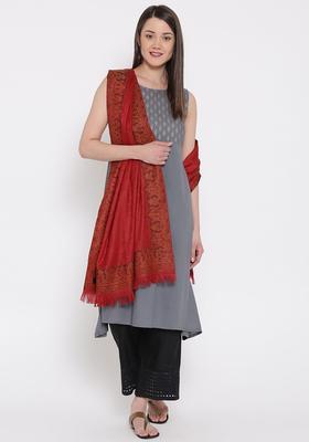 Maroon Paisley Woolen Shawls