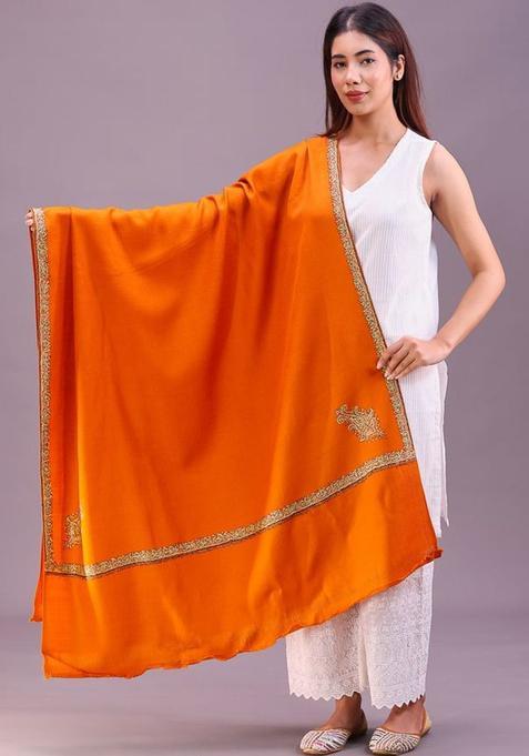 Rust Floral Woolen Shawls