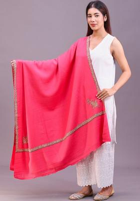 Pink Floral Woolen Shawls